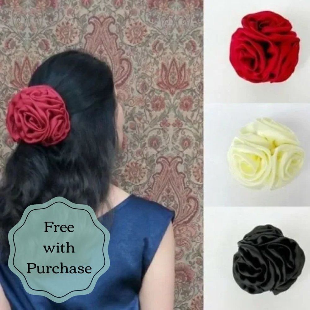 Large Fascinator -Rose Hair Clip - White Ivory Satin - FREE W/ PURCHASE - New 